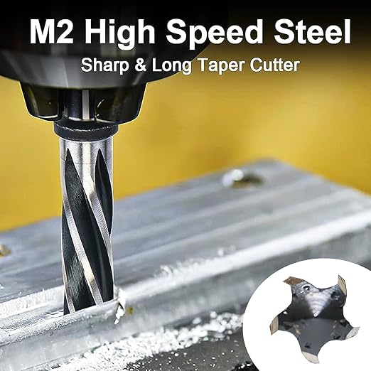DKIBBITH 1-1/4" Bridge Construction Reamer Drill Bit, M2 HSS Taper Chucking Reamer for Steel Alloy Metal Wood Plastic, 1/2" Non-Slip Shank, 5-Spiral Flutes Car Reamer, to Align or Enlarge Holes, 32mm