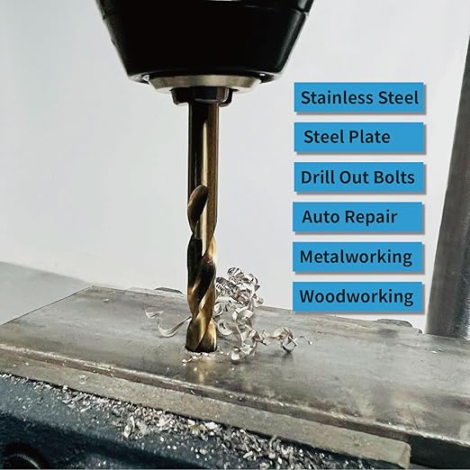 (1/2 Inch, Pack of 3) M35 5% Cobalt Twist Drill Bit Set for Hard Metal, Steel, and Stainless Steel