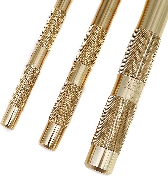 61360 Brass Drift Punch Set, 3/4-Inch 1/2-Inch 3/8-Inch 3/4'' 1/2'' 3/8'' Hand Tool Punches Tools for Home use