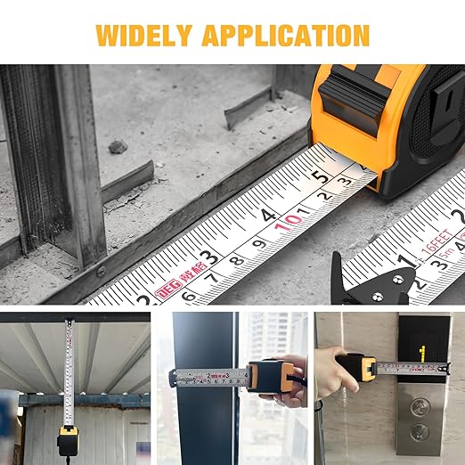 Magnetic Tape Measure 16FT, Retractable Measuring Tape, Easy to Read Double Sided Measuring Tape, Magnetic Hook and Shock Absorbing Carrying Case for Construction, Carpenter