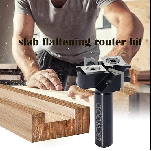 Slab Flattening Router Bit - 1/2 Shank, 1-1/2' Cutting Dia, 2+2 Knife Design, Mini CNC Spoilboard Surfacing Bit, Perfect for Planing&Rabbeting, Flycutter, Slab Leveler