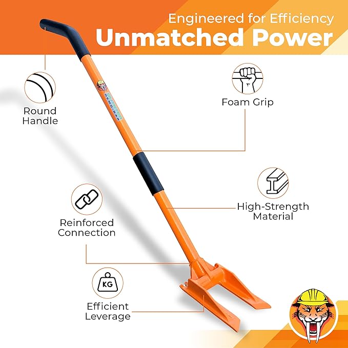 Gutster 48??Demolition Pry Bar & Crowbar ??Round Handle Wrecking Bar for Ceiling & Wall Demo ??Heavy Duty Nail Puller Tool for Contractors, Firefighters & Home Renovations