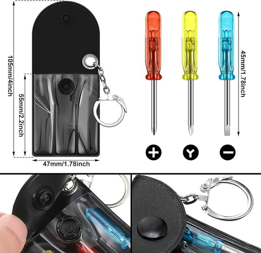 Jutom 160 Set Mini Screwdriver Keychain Set Bulk Includes 3 Mini Screwdrivers in a Portable Pouch with Snap with Hook Bulk Adult Men Employee Coworkers Gifts for Birthday Tool Party Favors Prize