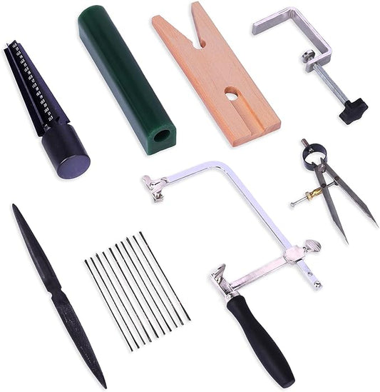 tooltos Jewelry Wax Ring Carving Tools Jewelers Lost Wax Casting Kit Ring Sizer Jewelry Making Kit Jewelers Saw with Blades Bench Pin Carving File Double-Ended