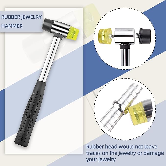 Ring Sizer Mandrel Ring Making Tool Ring Shaper Tool Fix Bent Rings Metal Size Measuring Repair Kit with Jewelry Mallet