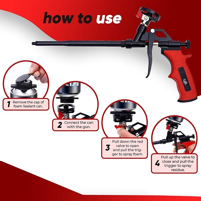 Luft Professional Expanding Foam Spray Gun (3 Insulation Guns + 27 Extenders) PU Insulating Applicator Heavy Duty Metal Body Dispensing Foam Gun Suitable for Caulking, Filling, Sealing (3 Pack)