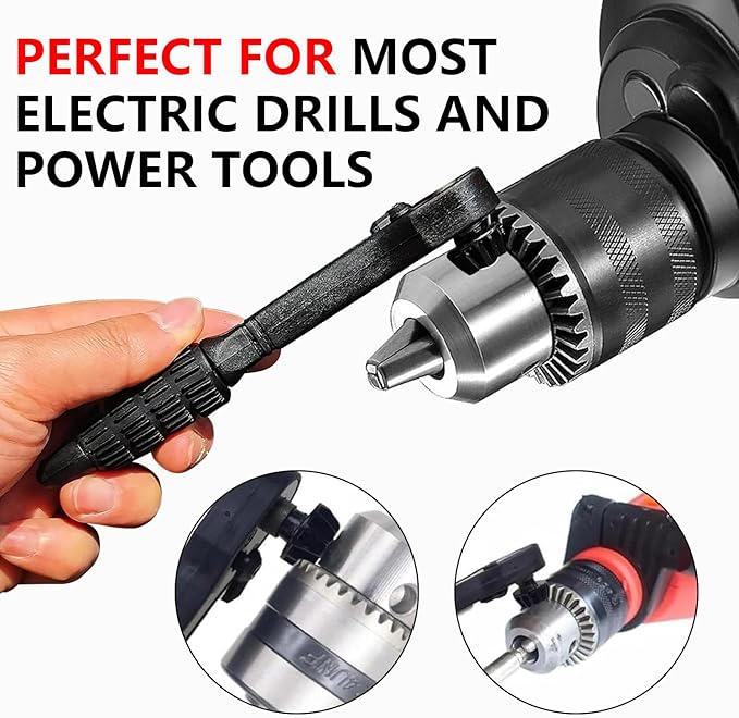 2-in-1 Ratchet Drill Chuck Key Wrench, Chuck Key Replacement Tool for Drill, Universal Interchangeable Fastening Clamping Tool, Compatible with Most Electric Drills and Power Tools