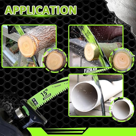15" Japanese Teeth Reciprocating Saw Blades Wood Pruning - FACHLICH Curved Edge 6TPI for Tree Trimming, Wood Cutting, Cr-V Sabre Blades Better Wear Resistance