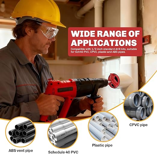 9Pcs PVC Pipe Reamer, Pipe Reamer for SCH40, Includes 1/2 inch, 3/4 inch, 1 inch, 1-1/4inch, 1-1/2inch, 2inch, 2-1/2inch, 3inch, 4inch Head Aluminum with 2 Blades PVC Fitting Saver