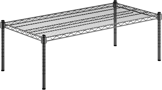 21" x 42" x 14" Black Epoxy Wire Storage Shelf, Dunnage Rack, Commercial 1 Tier Small Shelf