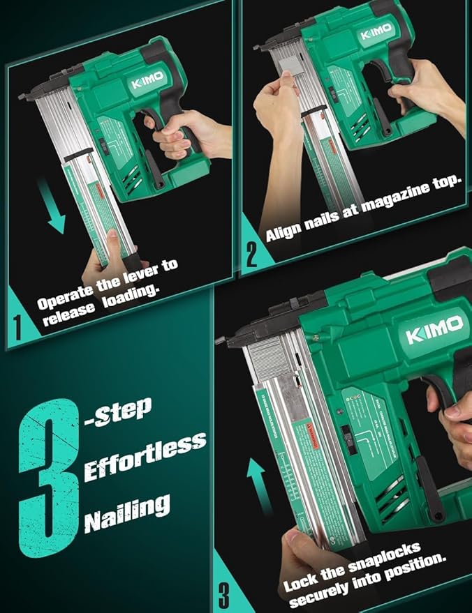 KIMO 2" Brad Nailer Cordless w/ 20V Battery 2.0Ah X 2, 1000pcs Nails and Staples,180 Nails/min, 2 Firing Modes, Adjustable Nailing Depth, 2 in 1 18 Gauge Cordless Nail Gun and Stapler for DIY Project