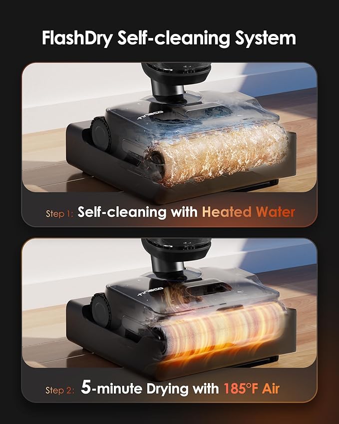 Tineco Floor One S7 Stretch Steam Cordless Wet Dry Vacuum Steam Mop All-in-One, 320??HyperSteam, 180째 Lay-Flat, Anti-Tangle Design, FlashDry Self-Cleaning, Up to 75 Min Runtime