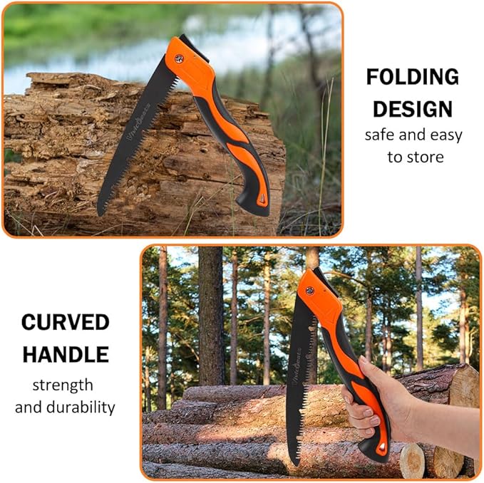 Vivicreate Folding Hand Pruning Camping Saw Survival Bushcraft Saw Tree Pruning Cutting Hand Limb Yard Work Folding Saw serrucho plegable sierra de poda herramientas de jardiner챠a (10 Inch)