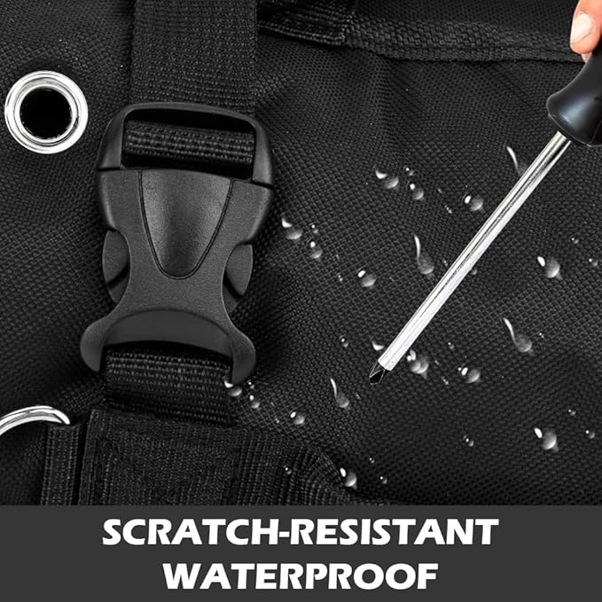 Roll Up Tool Bag, Heavy Duty Tool Organizer with 5 Compartments & 2 Detachable Pouches, Portable Foldable Waterproof Tools Bag for Dad Men Electrician Mechanic Gifts (COLOR:Black)