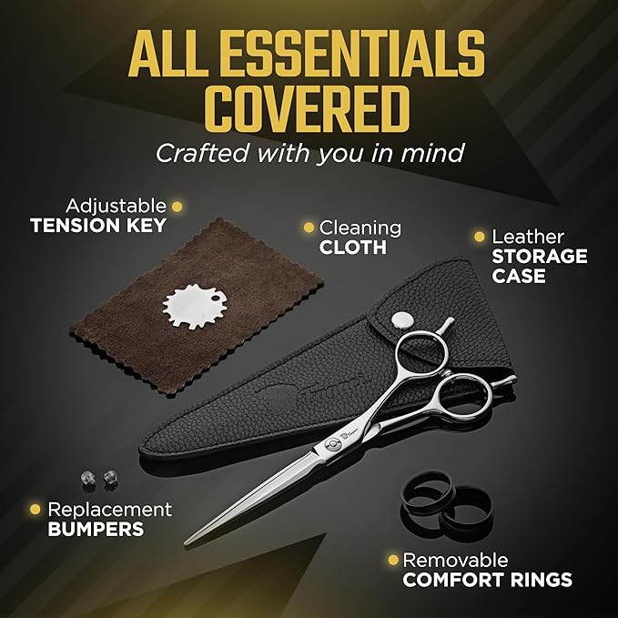 Fagaci Professional Hair Cutting Scissors 6??Super Sharp Thin Blades, 440C Steel for Maximum Precision, Lightweight Hair Shears for Women & Men