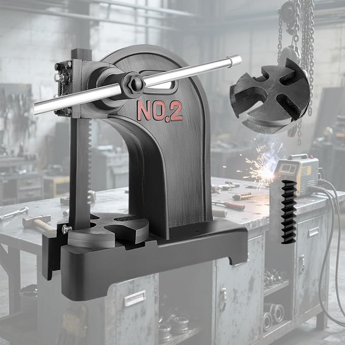 Heavy Duty 2 Ton Arbor Press, Manual Arbor Press, 8.5" Maximum Height, Cast Iron Desktop Press for Bending, Stamping, Forming, Stretching (2 Ton Black)