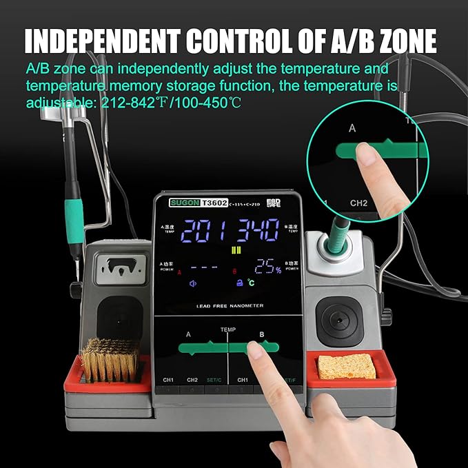 SUGON T3602 Professional Soldering Station 2 Sec Rapid Heat Up, with 6 Soldering Iron Tip, 110V Soldering Iron Station with Temperature Adjustment 212-842째F,Solder Iron Replacement Rack etc