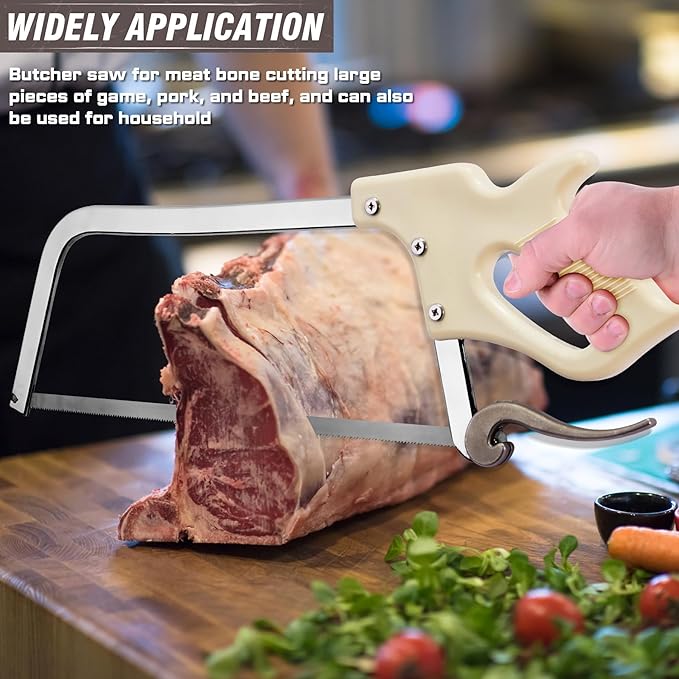 KATA Bone Meat Saw for Butchering: 20-Inch HackSaw Butcher Saw for Deer-Meat & Bone Cutting with SK5 Blade - Handsaws for Butchering at Home, Meat Processing, Processed Livestock and Game
