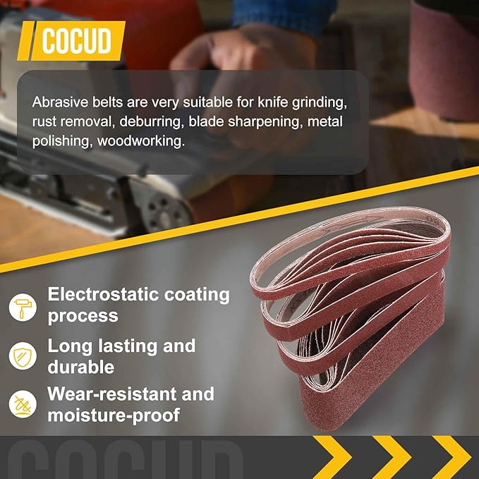 2-1/2 x 16 Inch Sanding Belt, 18 Pcs 60/80/120/150/240/400 Grits Aluminum Oxide Knife Sharpener Belts Work Sharpening for Belt Sander Knife Carving Tool Metal Working