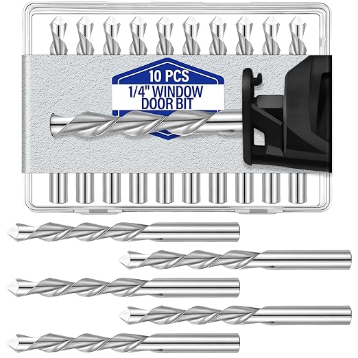 Tondiamo 10pcs 1/4" Drill Bits Drywall Cutting Bit Hss Twist Drill Bits Router Tools Cut Window and Door Openings in Drywall for Use with Spiral Saw