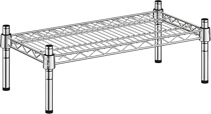 12" x 24" x 8" Chrome Wire Storage Shelf, Dunnage Rack, Commercial 1 Tier Small Shelf
