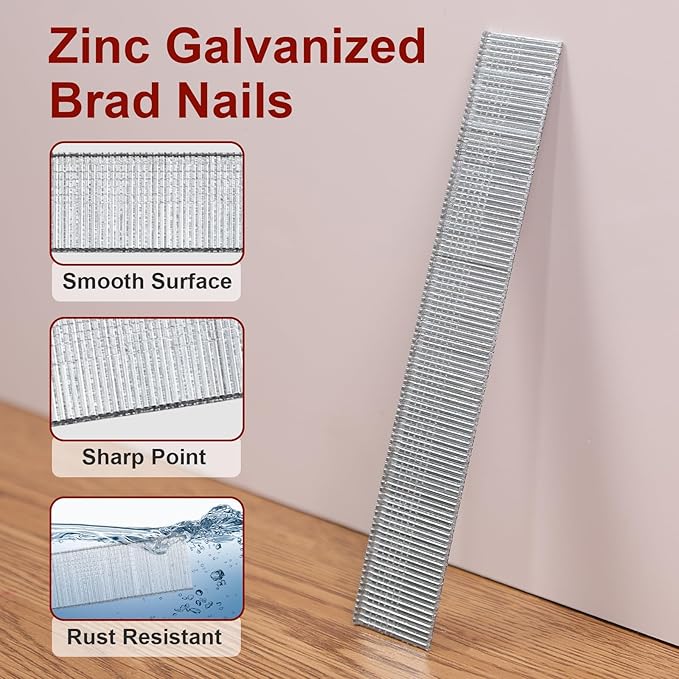 18 Gauge Brad Nails, 1000 Counts 3/4-inch 18 GA Brad Nails, Galvanized Nails for Nail Gun, Finishing Nail Gun Nails for Pneumatic, Electric Brad Nailer Gun