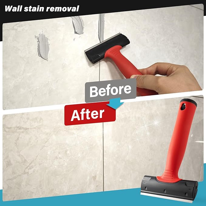 Gomake 4 Inch Razor Blade Scraper Tool Razor Scraper with Extra Razor Blades Cleaning Scraper Remover for Removal Floor Stove Scraping Labels and Decals Sticker on Car Window Glass (W81)