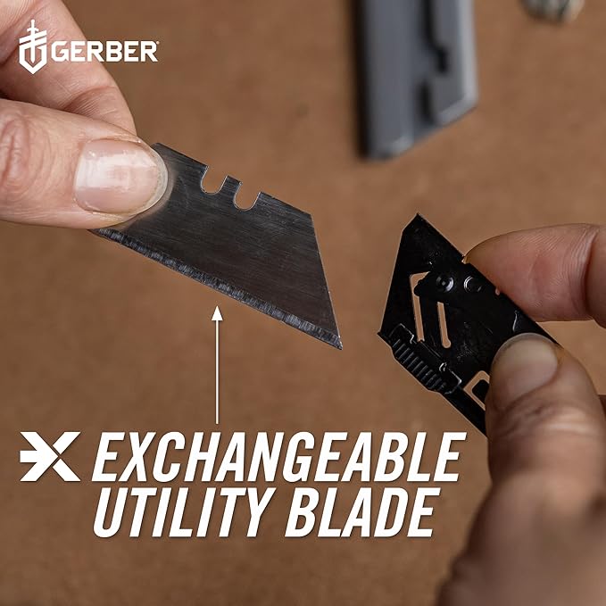 Gerber Gear EAB Utility Knife, Clips to Pocket or Keychain with Replaceable Razor Blade for Everyday Carry, EDC Gear with Box Cutter Retractable, Mini Black
