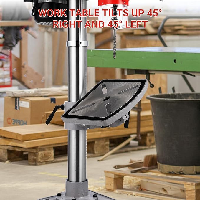 13-Inch Mini Drill Press Table, Variable Speed 288-3084 RPM,7.5 Amp 120V, Cast Iron Benchtop Drill Press with 0-45° Tilting Worktable for Wood and Metal