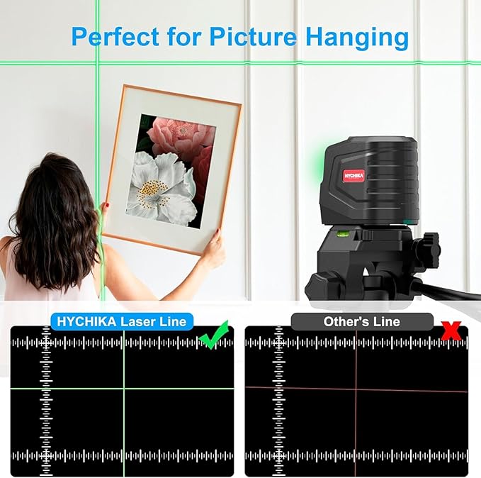 HYCHIKA Cordless Hammer Drill Driver 18V and Laser Level 360° Self Leveling with Tripod, Laser class: II, 2-Tool Power Tool Combo Kit