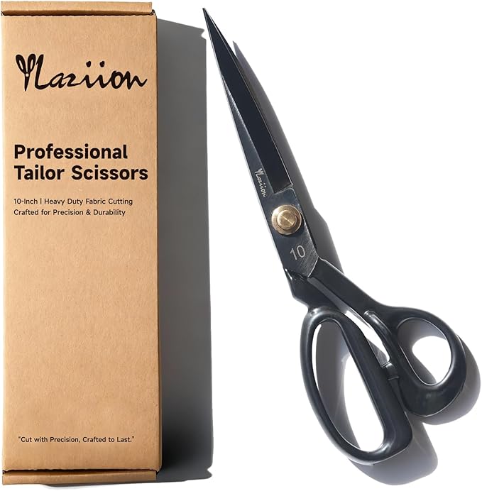 YLaziion 10-Inch Professional Tailor Scissors, Heavy-Duty Fabric Scissors with Ear-Guard Handle for Precision Cut ??Manganese Steel Dressmaking Shears with Rust-Resistant Finish, 0.74LB Right-Handed