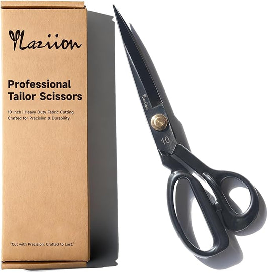 YLaziion 10-Inch Professional Tailor Scissors, Heavy-Duty Fabric Scissors with Ear-Guard Handle for Precision Cut ??Manganese Steel Dressmaking Shears with Rust-Resistant Finish, 0.74LB Right-Handed