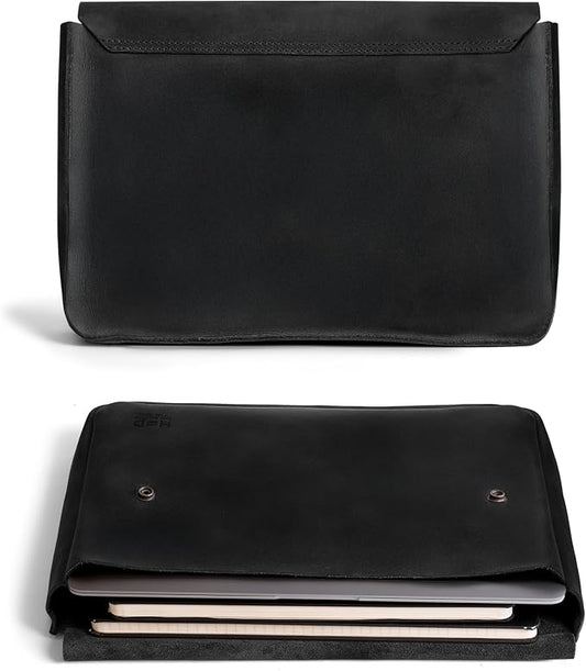 Hide & Drink, Vintage Folder Document Holder, File Case, A5 Binder, Envelope Portfolio, Full Grain Leather, Handmade, Charcoal Black
