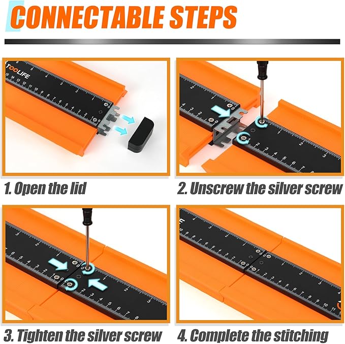 TOOLIFE Connectable Contour Gauge 10+10 Inch,Christmas Gifts for Stocking Stuffers Men Husband Dad, Shape Woodworking Tools for Flooring Tile Laying Carpet, Gifts for Him, Anniversary Birthday Ideas