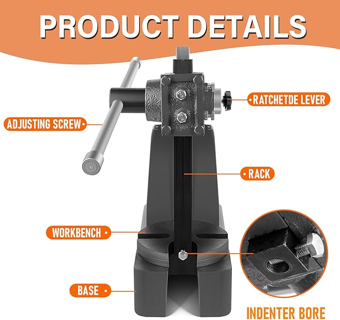 1 Ton Arbor Press Manual Heavy Duty Arbor Press Machine,5.5"" Work Height,Manual Arbor Press Cast Iron Desktop Punch Press,for Punching,Bending,Stretching (Black, 1T), DJ00701