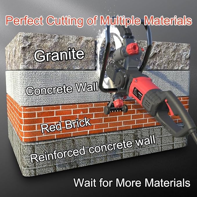 Ring Concrete Saw, Concrete Saw, 220V/8800W Concrete Cutter Saw, Brushless Electric Wall Grooving Cutting Machine Chaser, With Water Fed Dust Suppression for Slotting Brick Granite Marble Concrete Gro