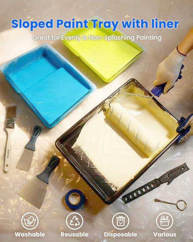 33PCS Paint Roller Kit with Extension Pole | 2?? FT Pole | 9" & 4" Paint Rollers | Carry Bag | 4 Brushes & Tape | Professional Painting Supplies & Paint Brushes Set for Walls Ceilings and Home