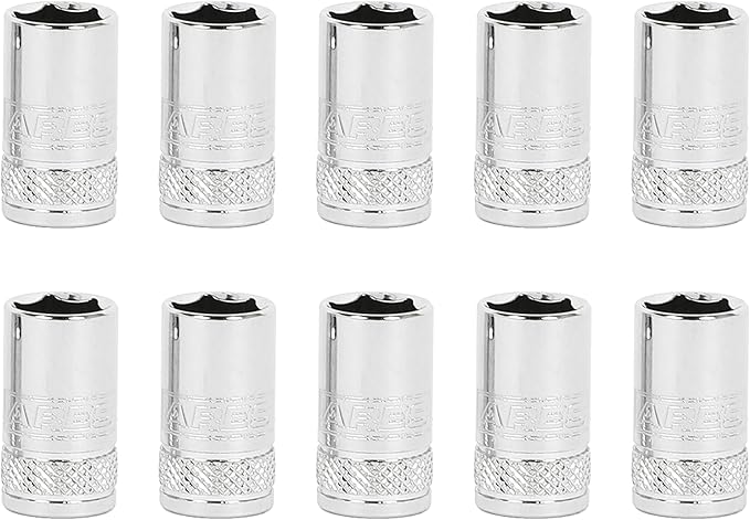 ARES 39018 ??10-Piece 1/4-Inch Drive 10mm Socket Set ??Premium Chrome Vanadium Socket Set Features Knurled Bands for Enhanced Grip ??1/4-Inch Drive Sockets with High Visibility Markings