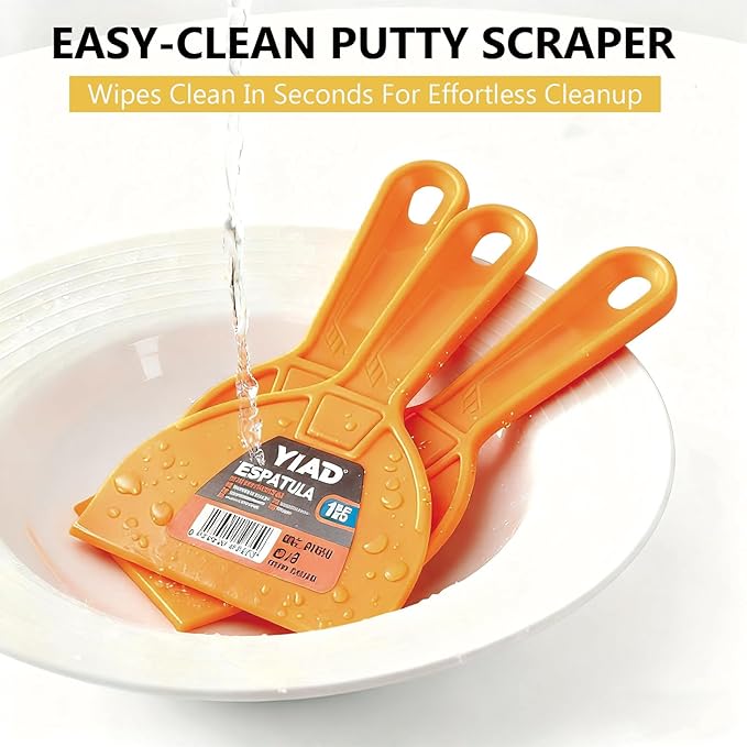 6 Pack Putty Knife 1.5" 2" 3" 4" 5" 6" Plastic Paint Scraper Tool Set Heavy Duty Drywall Repair kit,Flexible Spackle Knives with Hang Hole,Wall Putty for Spreader,Wallpaper,Mud,Plaster,Taping,Floor