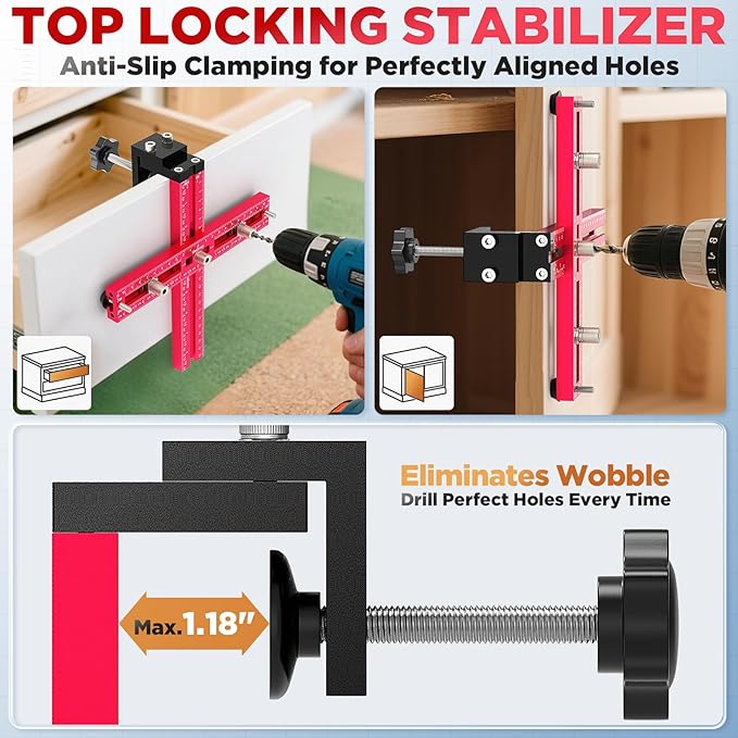Cabinet Hardware Jig ??Adjustable Drill Guide Template for Knobs & Handles Precision Hole Locator for DIY Cabinet Installation Fits 2.5" to 7.5" Spacing