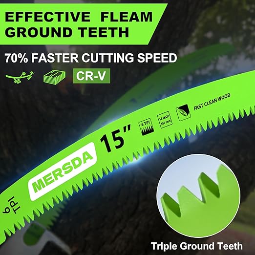 Japanese Teeth Reciprocating Saw Blade 15 Inch, Curved Edge Wood Pruning Saw Blades 6TPI for Tree Pruning, Wood/PVC Pipe Cutting, CR-V Sabre Blades, 4 Pieces