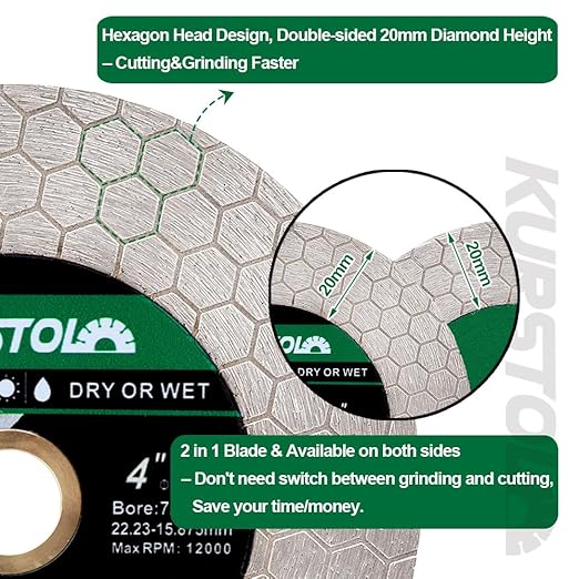 Tile Diamond Saw Blade - 4"/105mm Dual-Purpose Diamond Cutting Disc,Angel Grinder Blade Arbor 7/8"-5/8" for Cutting and Grinding Ceramic Tiles,Porcelain,Granite,Marble