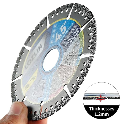 10-Pack 4.5" Diamond Multi-Purpose Saw Blades - Heavy Duty Angle Grinder Discs for Cutting Marble/Quartz/Stone/Tile/Metal/Plastic (Black Teeth, 10)
