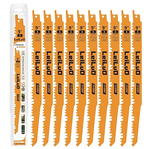 LEILUO 9-Inch Wood Pruning Reciprocating Saw Blades 20 Piece CRV Sawzall Blades 5 TPI with Storage Case