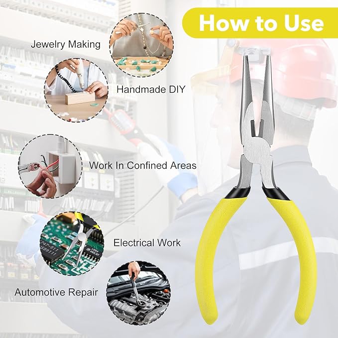 5" Needle Nose Pliers-15 Pack, Long Nose Pliers Set with Side Cutter, Mini Fine Needle Nose Pliers with Serrated Jaws, Precision Small Needle Nose Pliers for Jewelry Making/Electronics/Craft