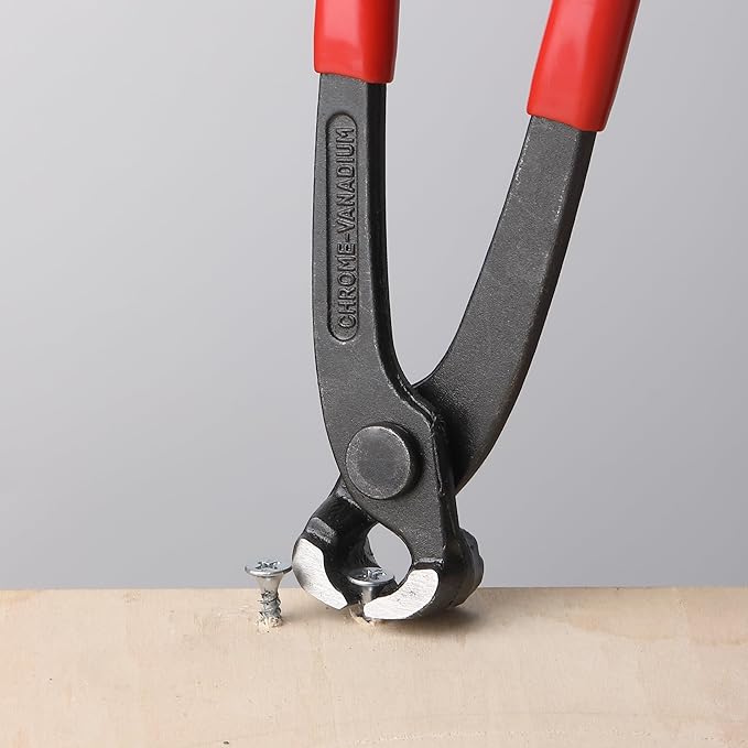 Bates Nail Puller - Red, 8-Inch, End Cutting Pliers, Carpenter Tool, Staple Puller