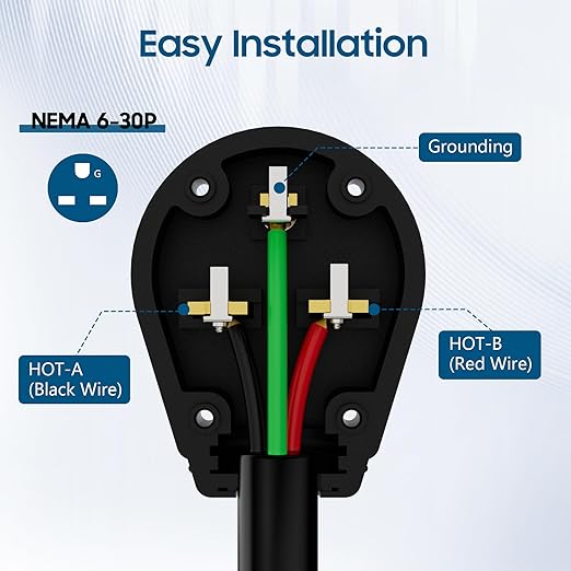 NEMA 6-30P Straight Blade Angle Plug, AC Dryer Replacement Male Angle Plug,3-Prong Grounding Heavy Duty Universal Power Male Connector for Dryers and Ranges,30 Amp,250Volt -with 1 Screwdriver