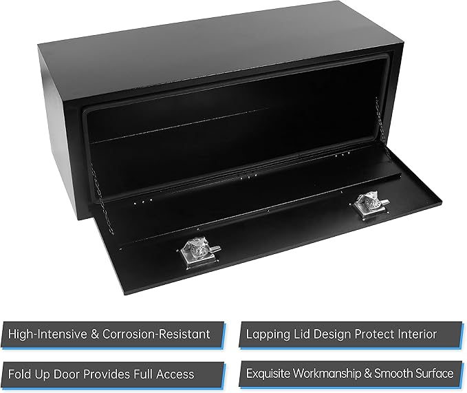 Steel Truck Tool Box, 48’’ Underbody Truck Tool Boxes for Underbed of Truck, Trailer, Rv -Black（48''x18''x18''）