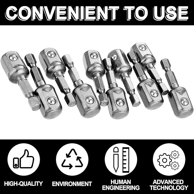 Impact Adapter Square Socket for Drills Extension Driver Bits Hex Impact Socket Adapter for Automotive DIY(1/2 Inch Square Tip, 50 mm Long,Silver)