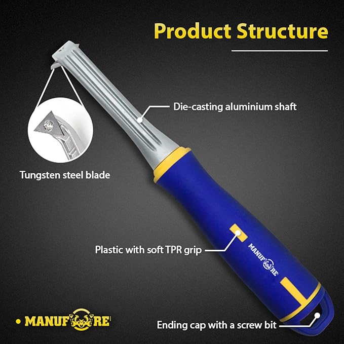MANUFORE Paint Scraper with 2 Inch Double-edged Tungsten Steel Carbide Scraper for removing paint, glue, grout